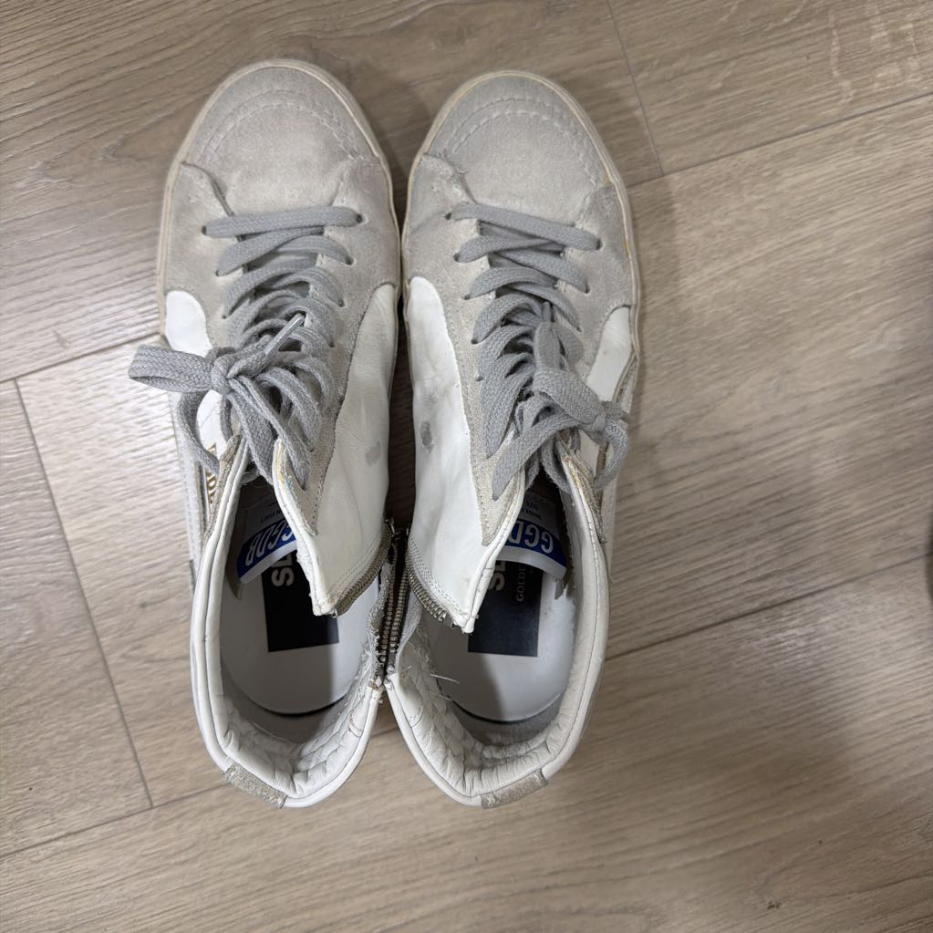 Grey/White Leather/Suede GG Mid Rise Sneakers