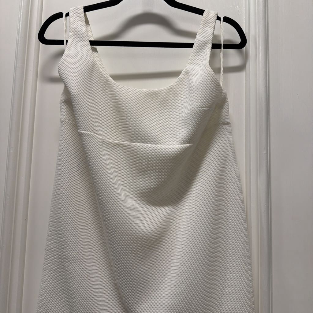 2010 WHITE MESH EYELET-LACE HEM TANK DRESS