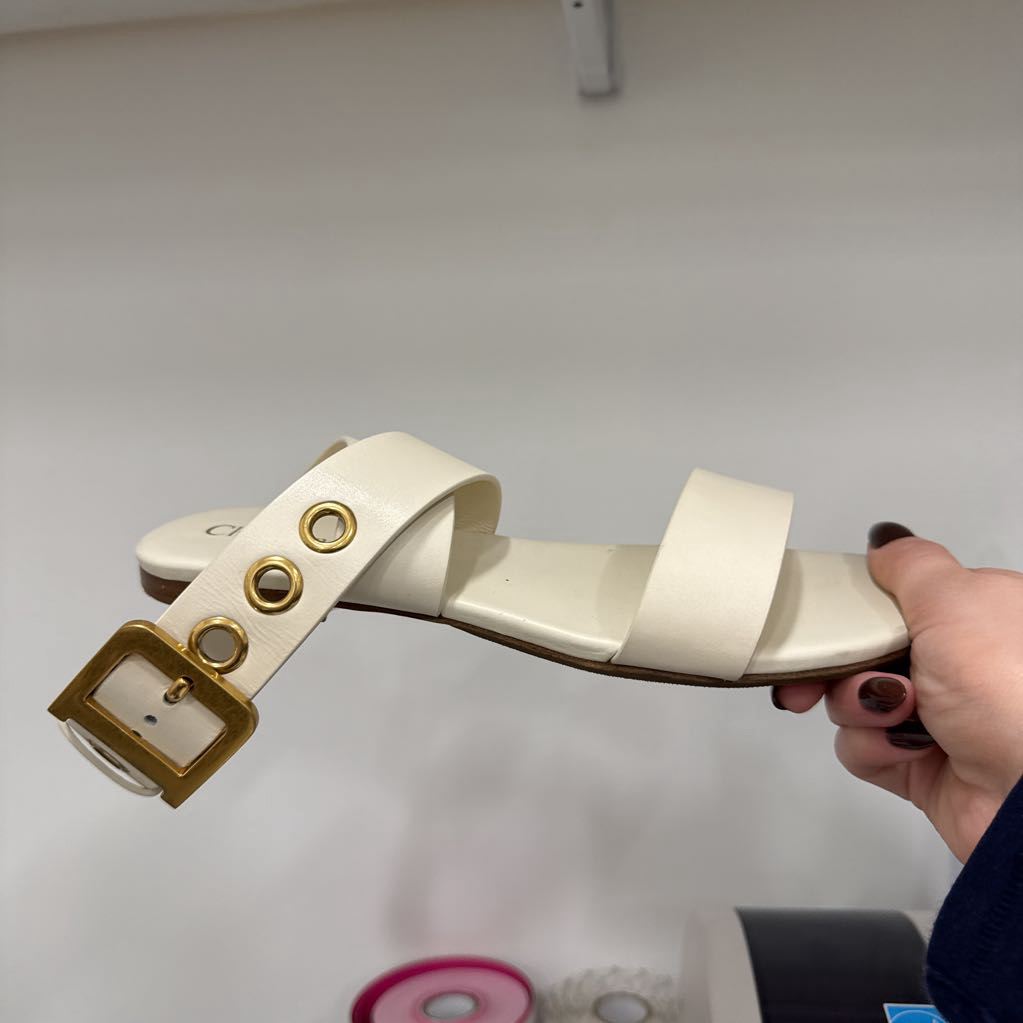 Cream Leather Buckle Sandal