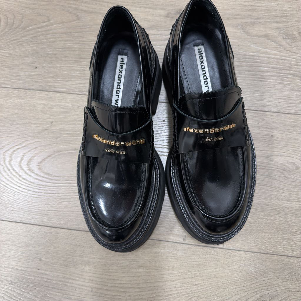 Black Patent Leather Platform Loafer, 37.5
