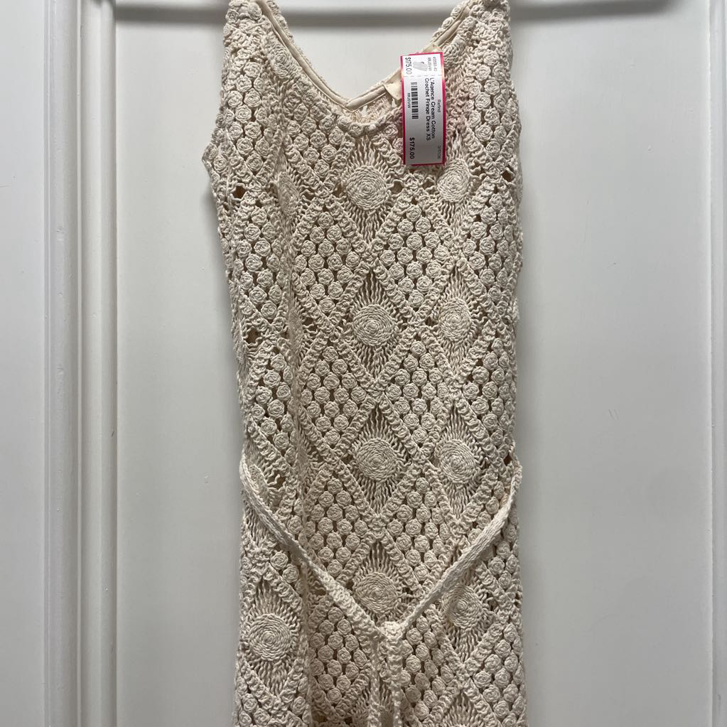 Cream Cotton Crochet Fringe Dress