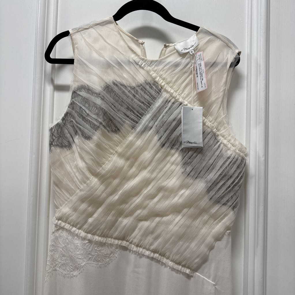 White Silk Sleeveless Midi Dress (NWT)