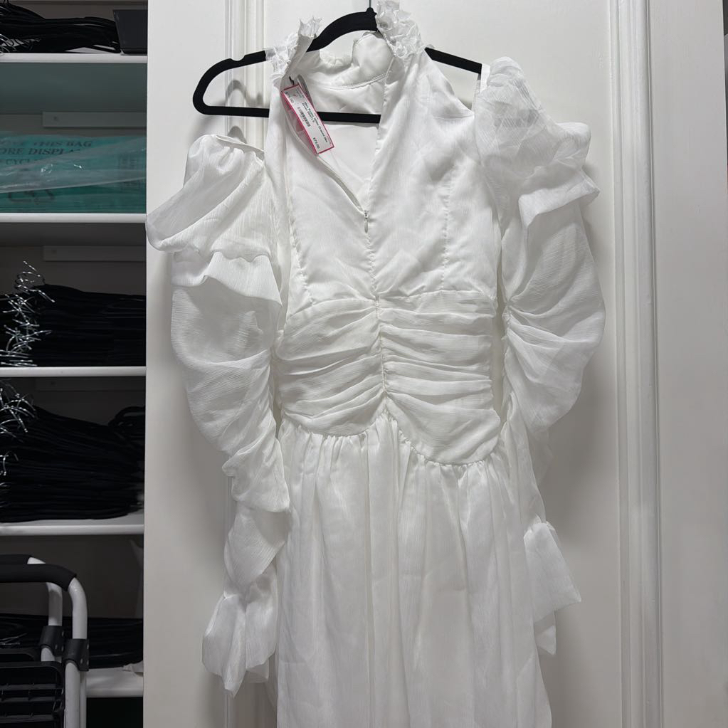 White Draped Mini Dress (NWT)