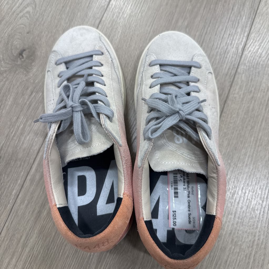 White/Pink Ombre Suede Sneakers