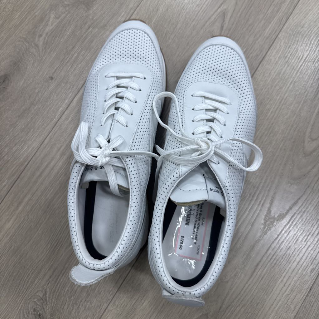 White Leather Perforated Sneakers