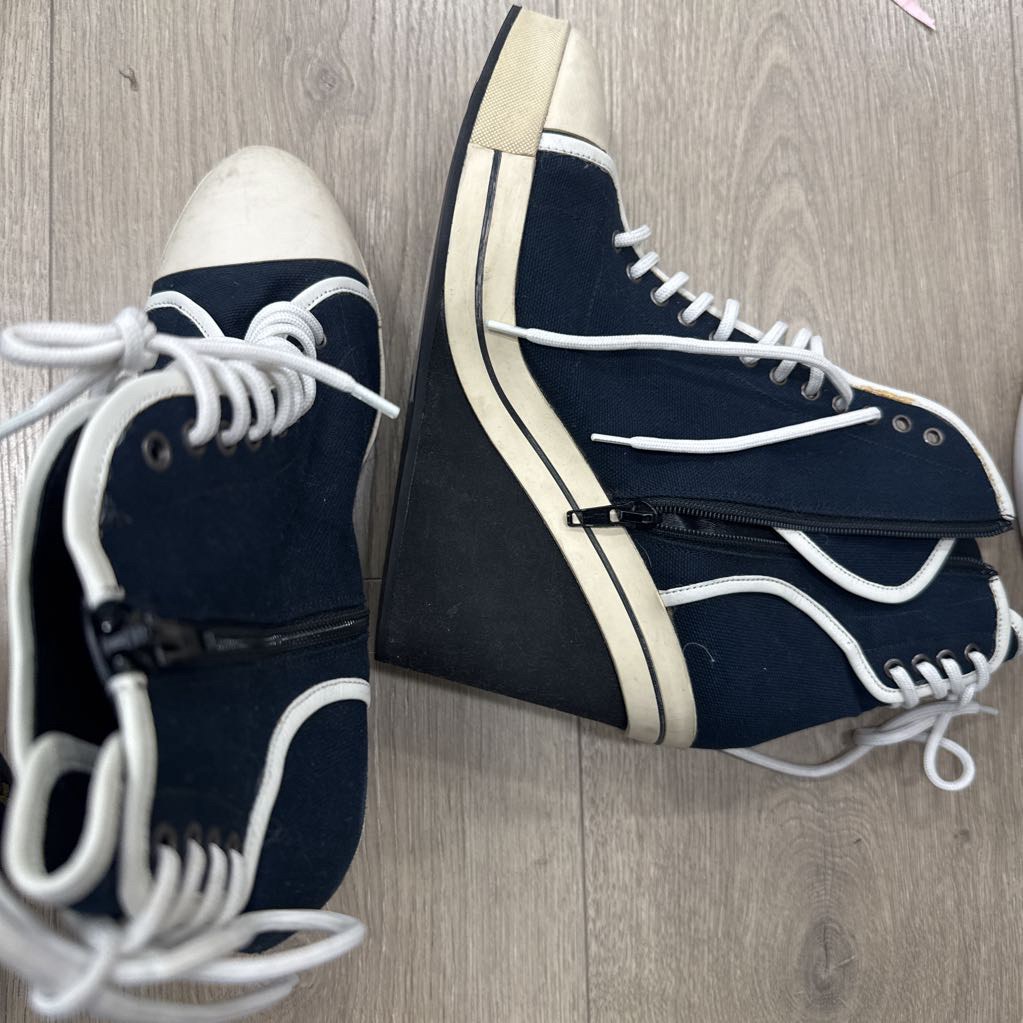 Navy/White Wedge Sneakers