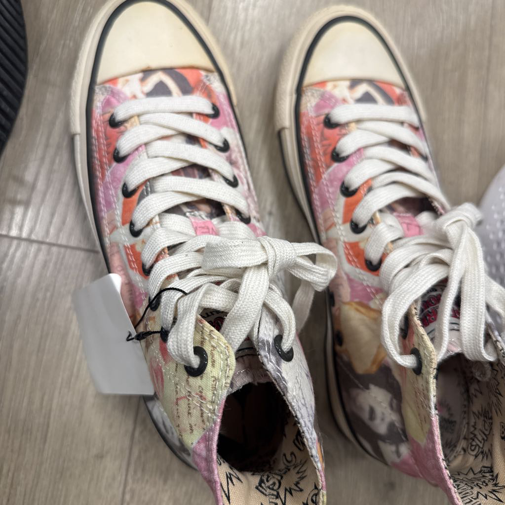 Multicolor Printed Canvas High Top Sneakers