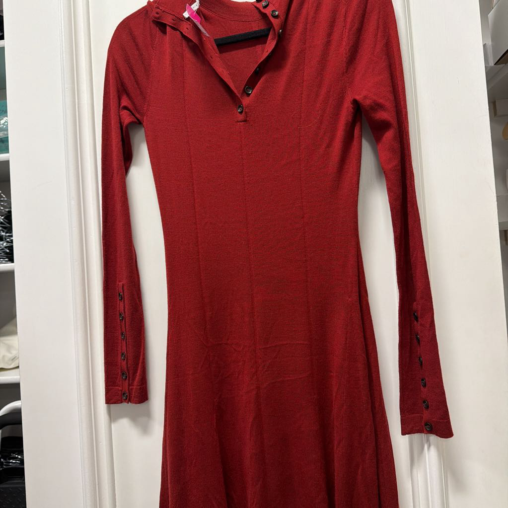 Maroon Merino Wool Paneled Dress