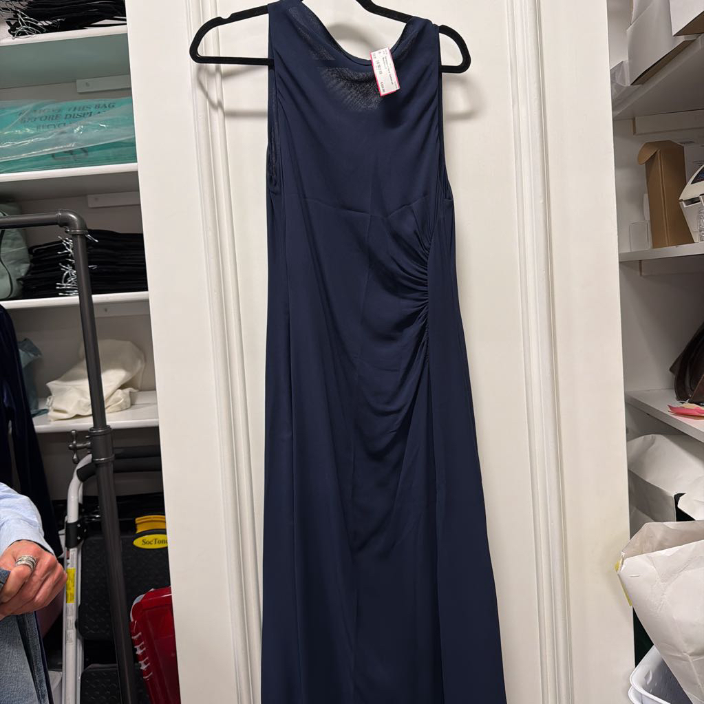 Navy Gathered Maxi Dress