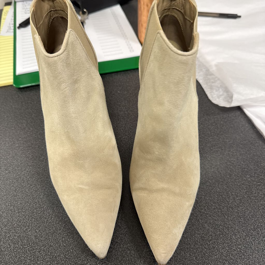 Tan Suede Heeled Bootie (37.5)