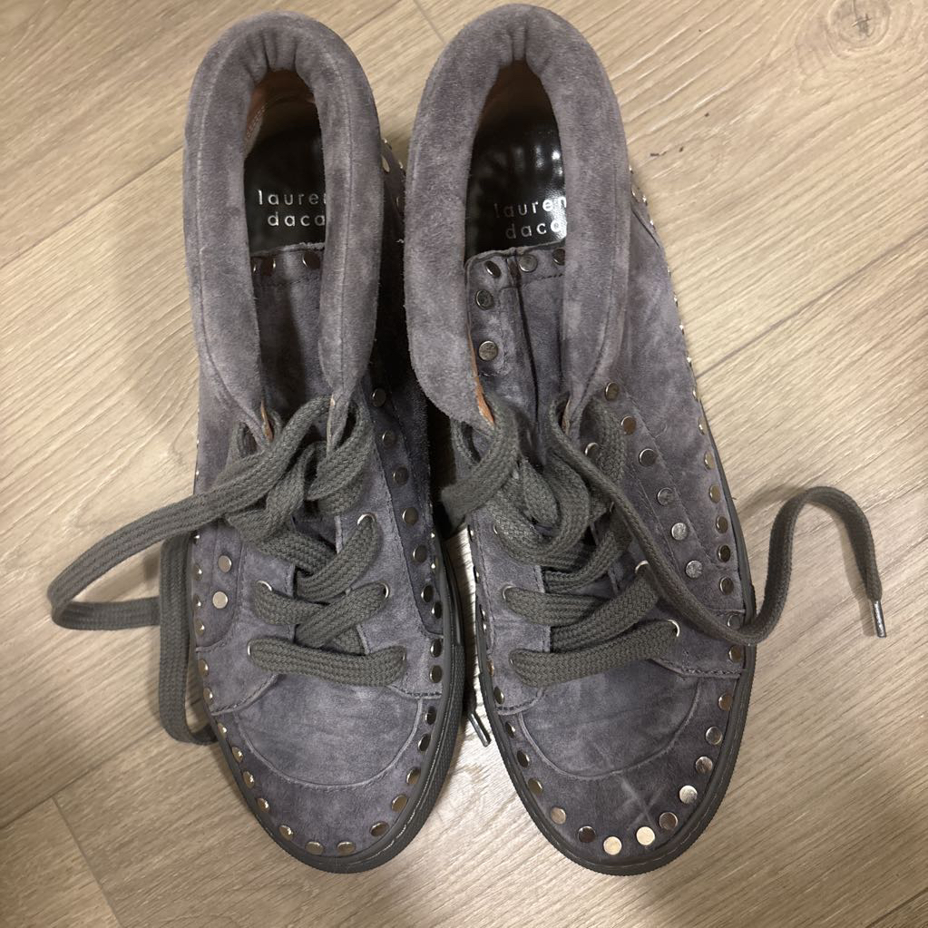 Gray Suede Studded Sneaker