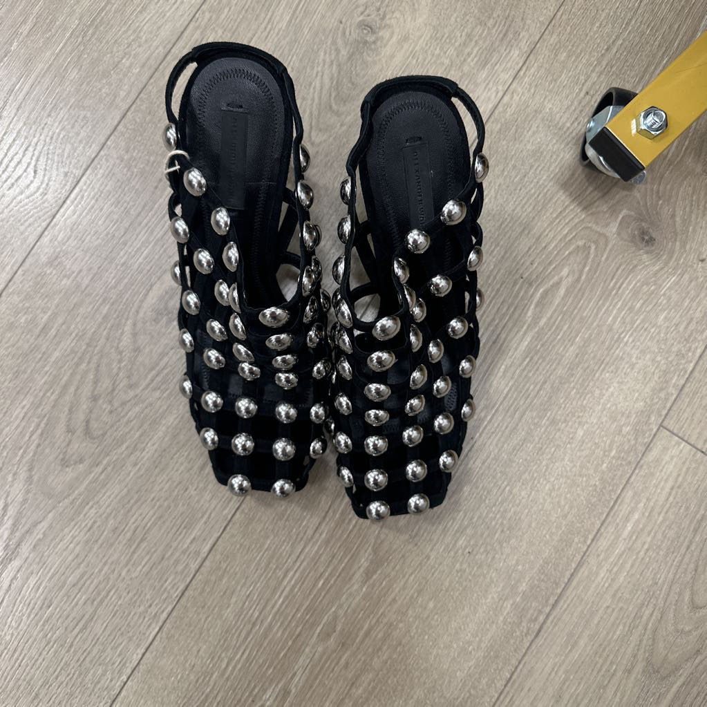 Black Suede Studded Heels
