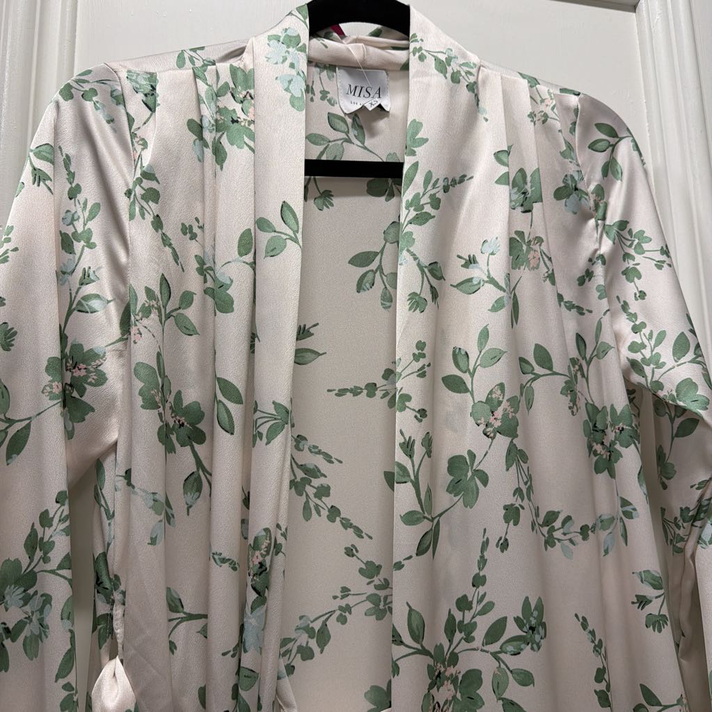 Green Floral Wrap Dress, XS