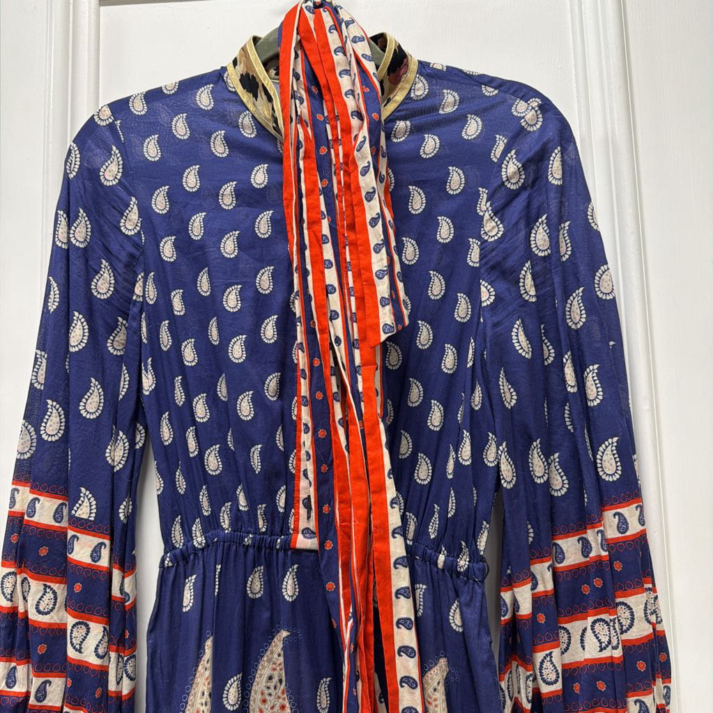 Navy/Orange Cotton Print Dress (est. 766)