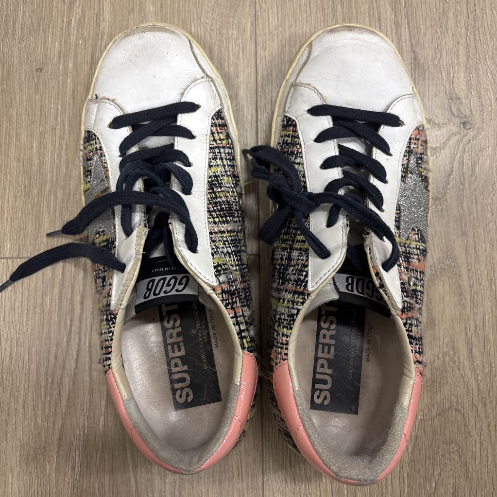 White/Multi Tweed/Leather Sneaker