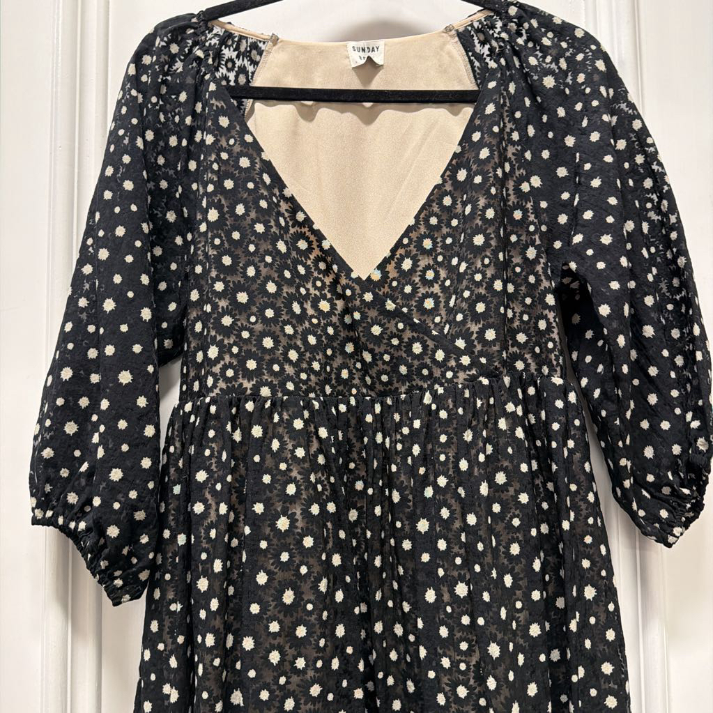 Black/White Viscose Mini Dress