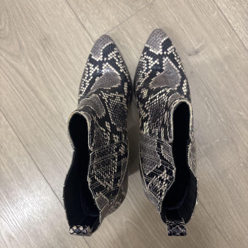 Black/White Snakeskin Bootie