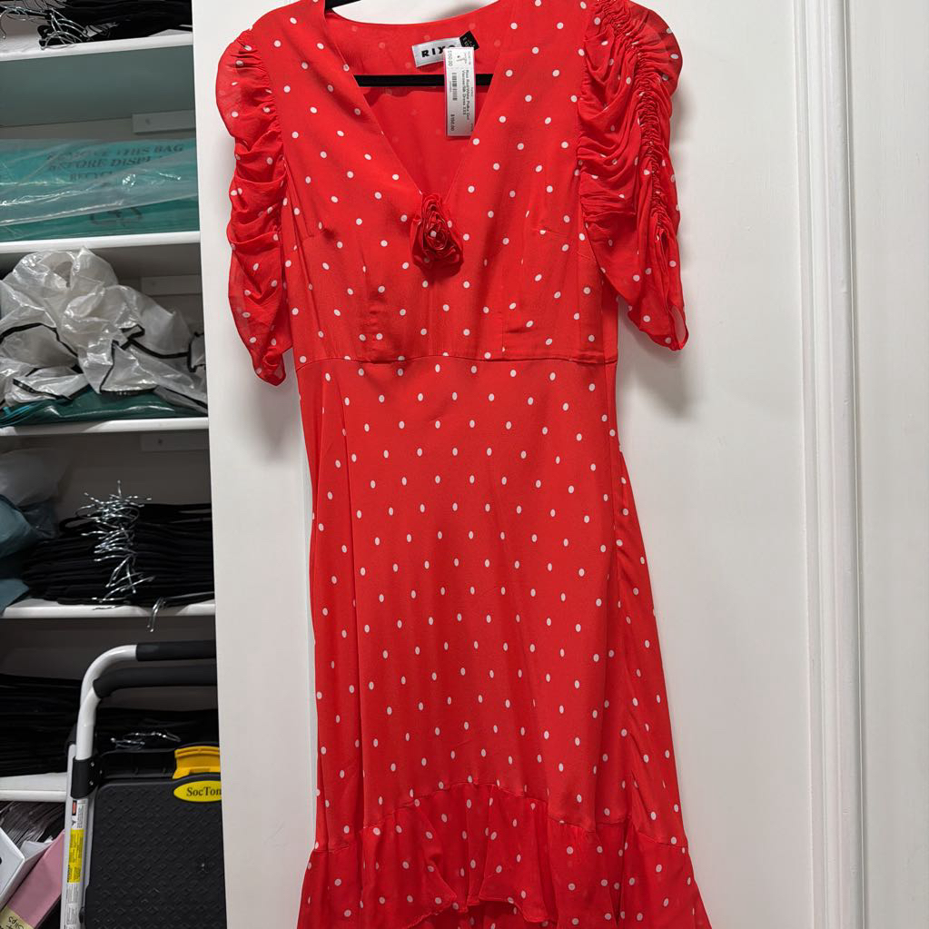 Red/White Polka Dot Viscose/Silk Dress