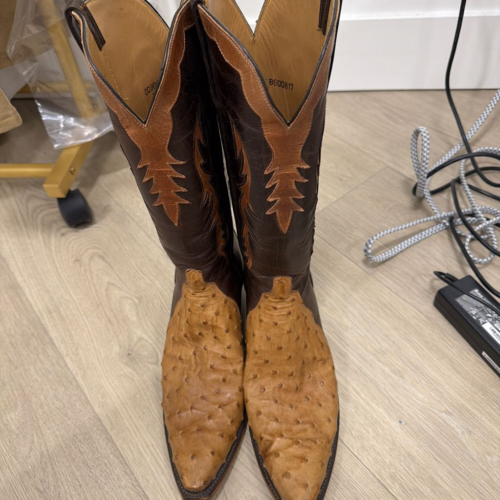 Tan/Brown LeatherOstrich Full Quill Lucchese
