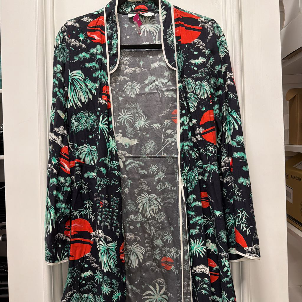 Navy/Multicolor Printed Viscose Wrap Mini Dress