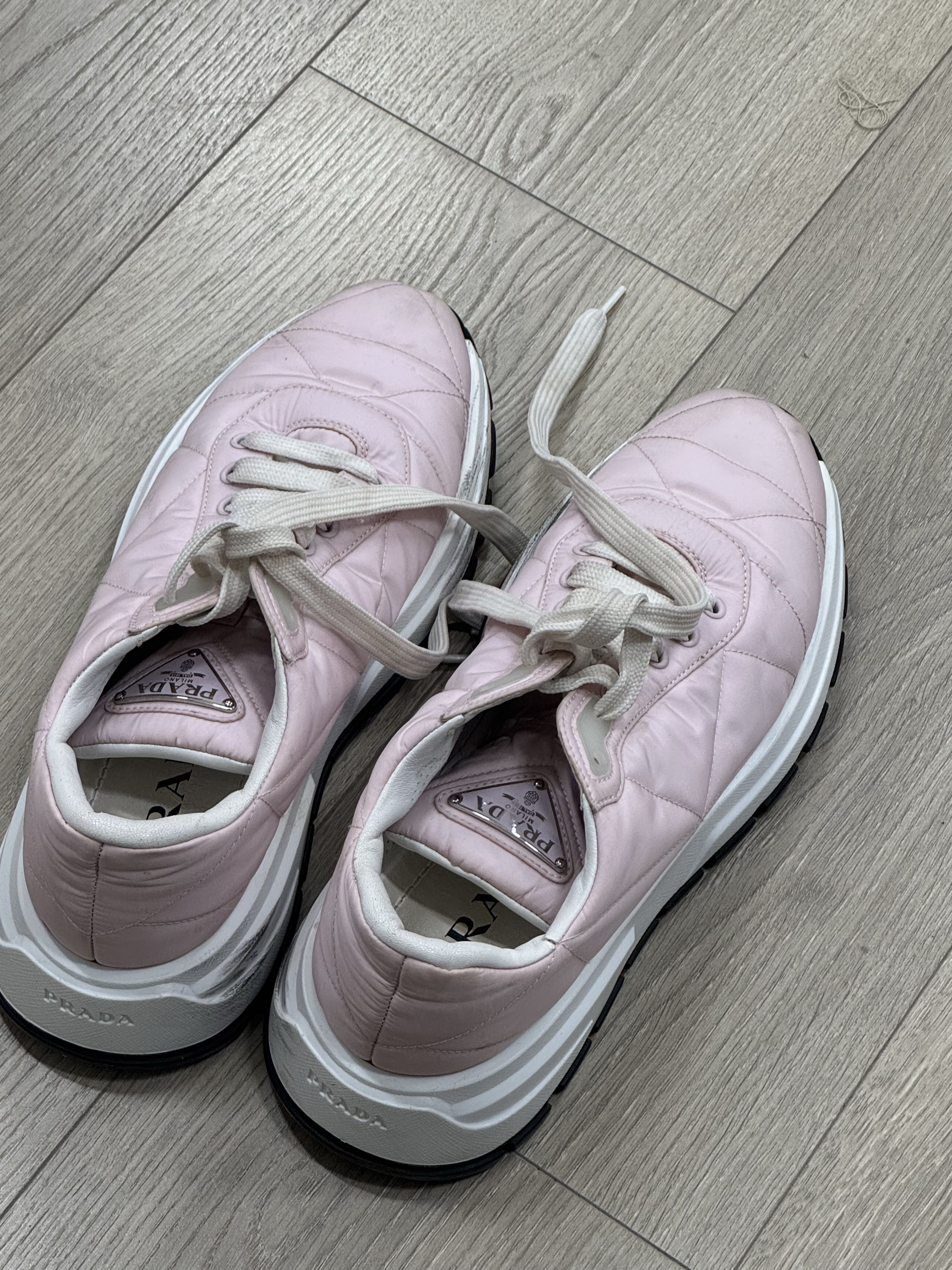 Pink Nylon Quilted Sneakers (as is, discoloration)