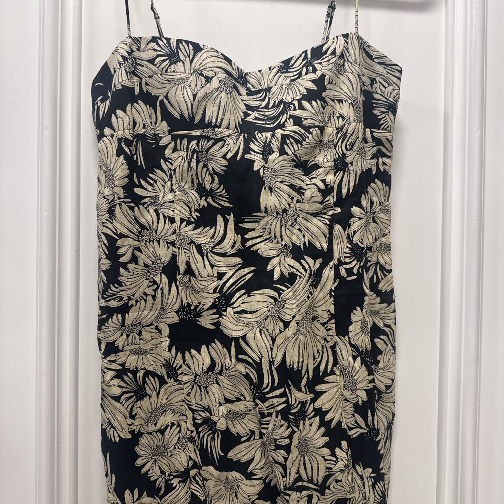 Black/Cream Linen Pattern Mini Dress