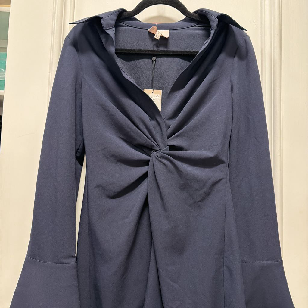Navy VNeck knotted Poly/Elastane Dress(NWT)365