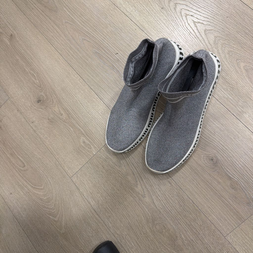 Silver Sock Slip On Sneaker Glitter Grey