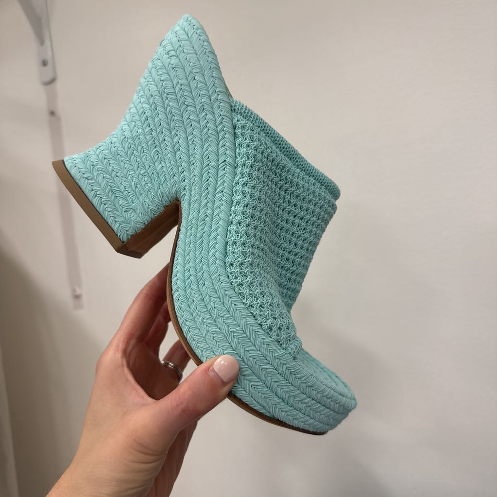 Aqua Crochet Platform Mules