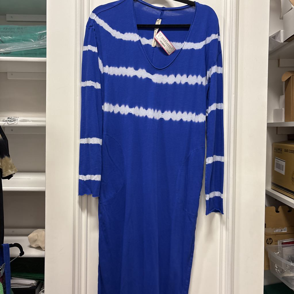 Blue/White Tie Dye Cotton Shirt Dress