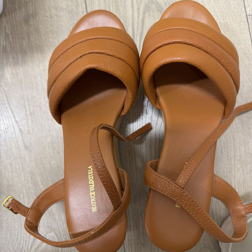 Brown Leather Strappy Wedge