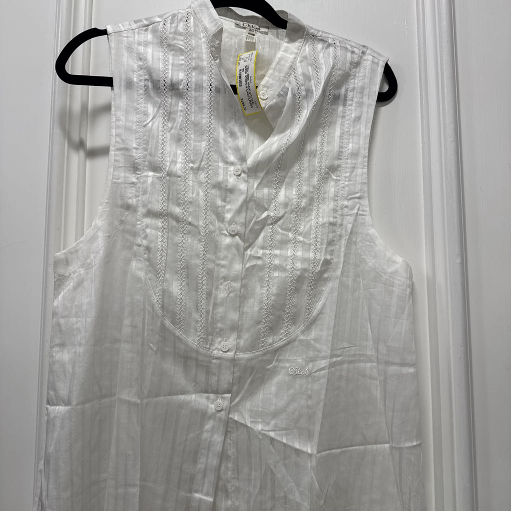 2000S WHITE COTTON SHEER STRIPE & LACE DRESS