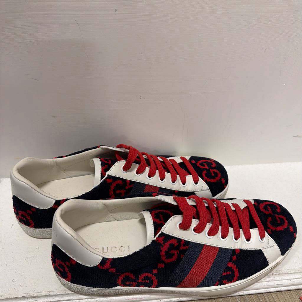Navy Felt Red GG Web Sneaker, 8.5/11