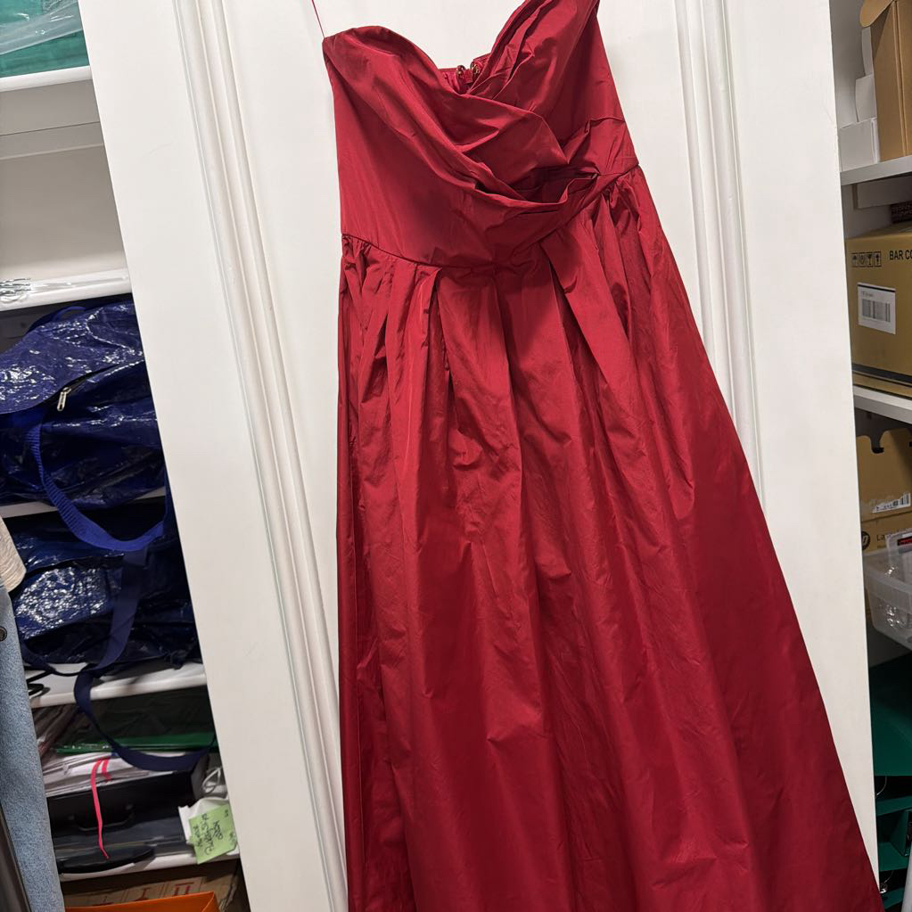 Maroon Strapless Polyester Blend Maxi Dress