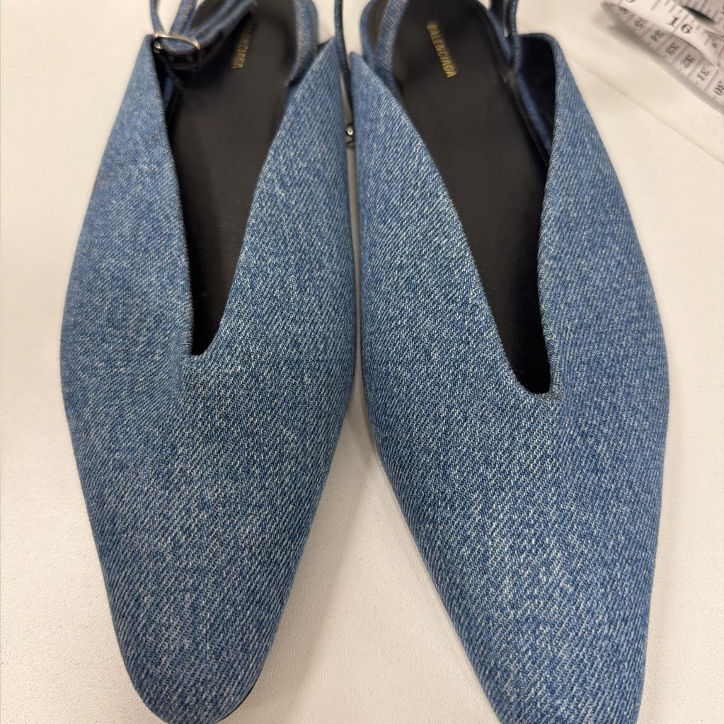 Denim Flat Anble Wrap Shoe, 39