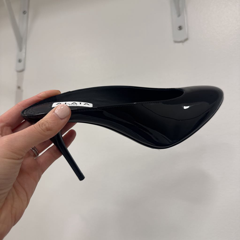 Black Patent Heeled Mules