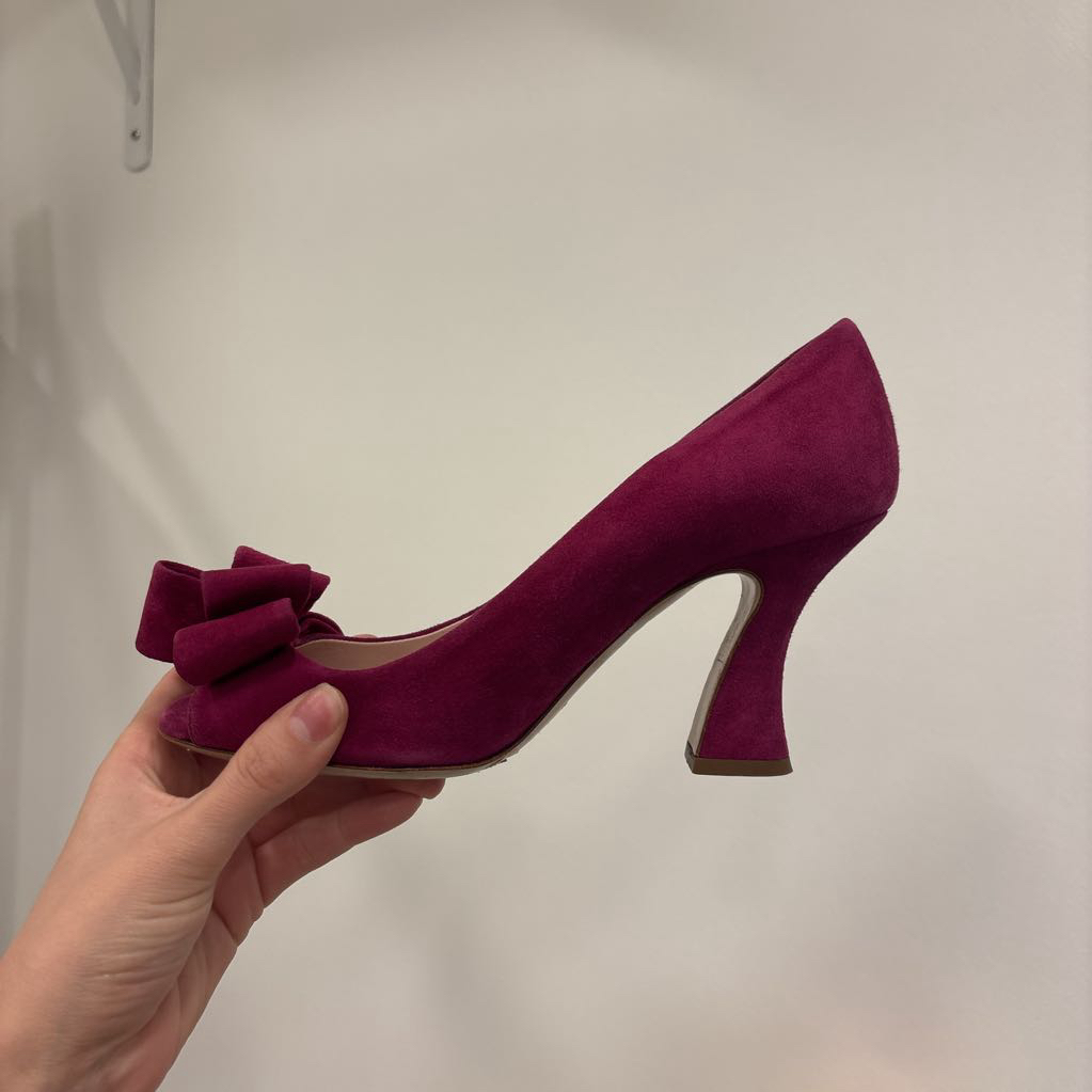 Pink Suede Peak Toe Pump