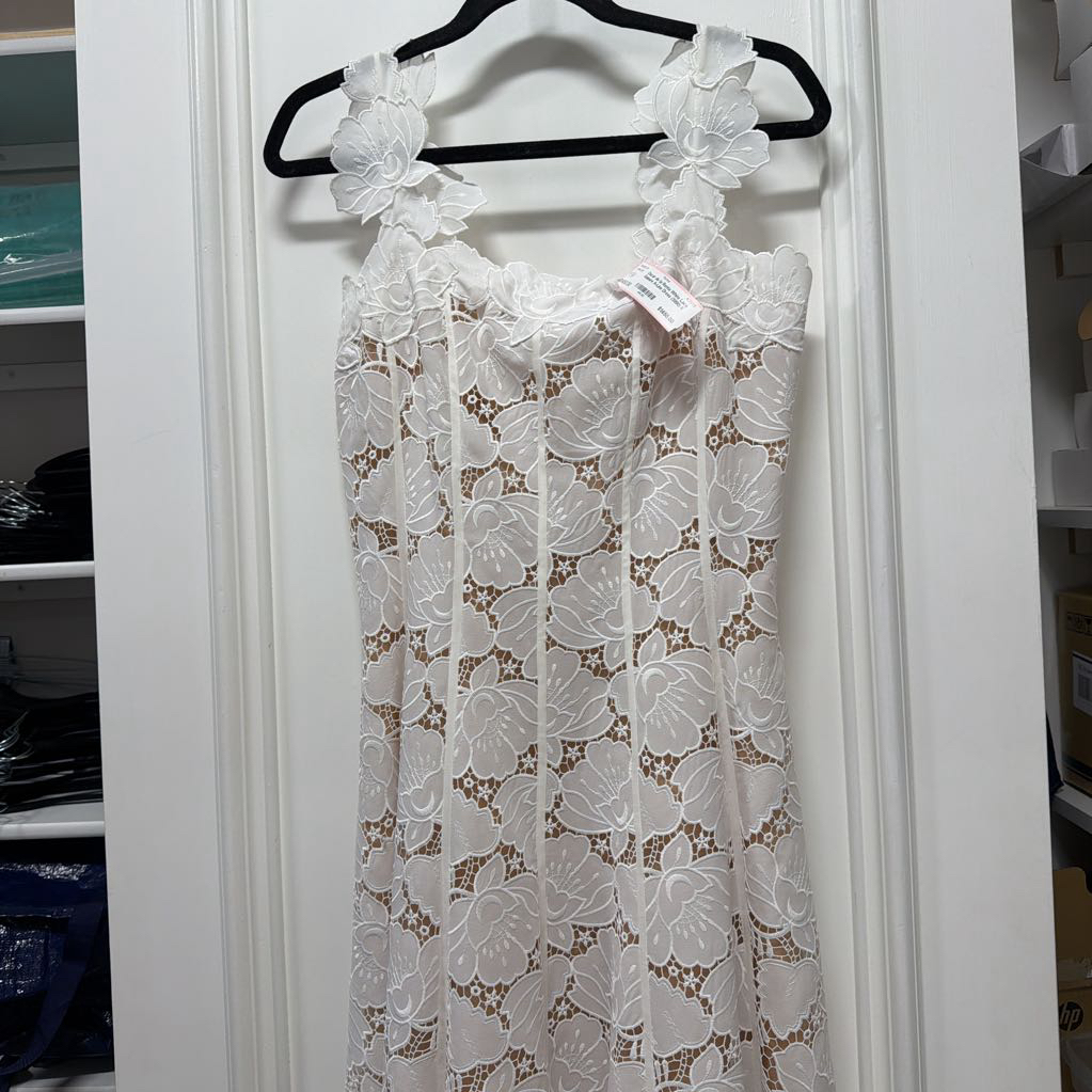 White Lace Guipure A-Line Dress (3890)