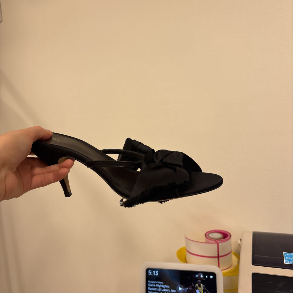 Black Satin Bow Tie Pump