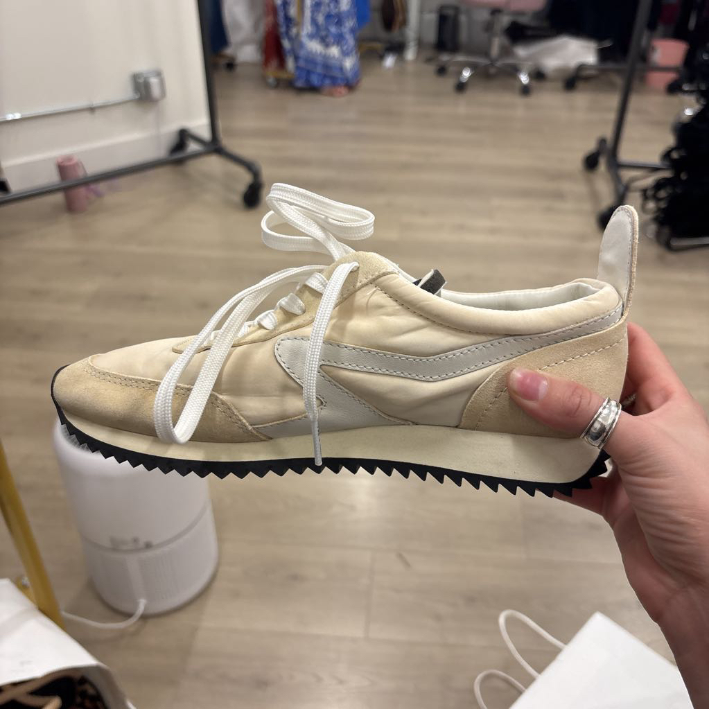 Cream Suded Retro Sneaker