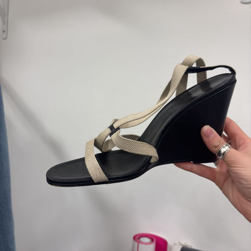 Tan Cloth Strappy Sandal