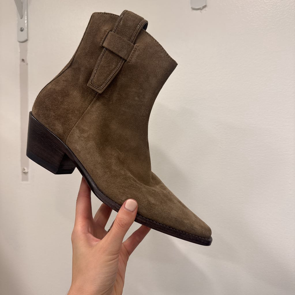 Taupe Suede Ankle Boots