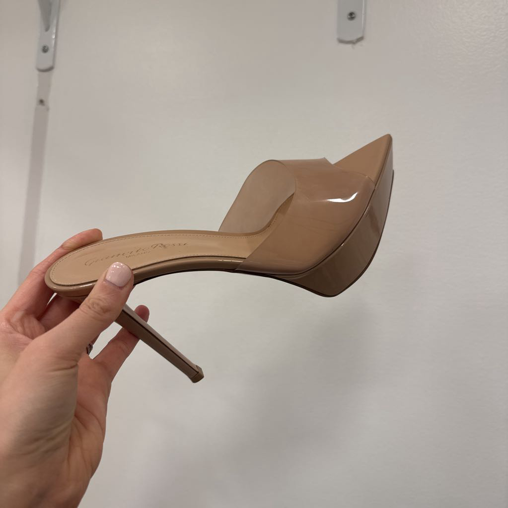 Beige Heeled Mules (995)