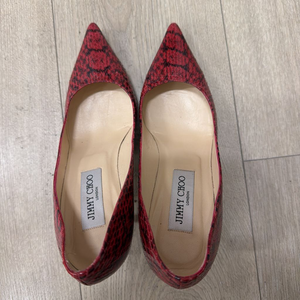 Red Snake Pointed Jimmy Choo Heels