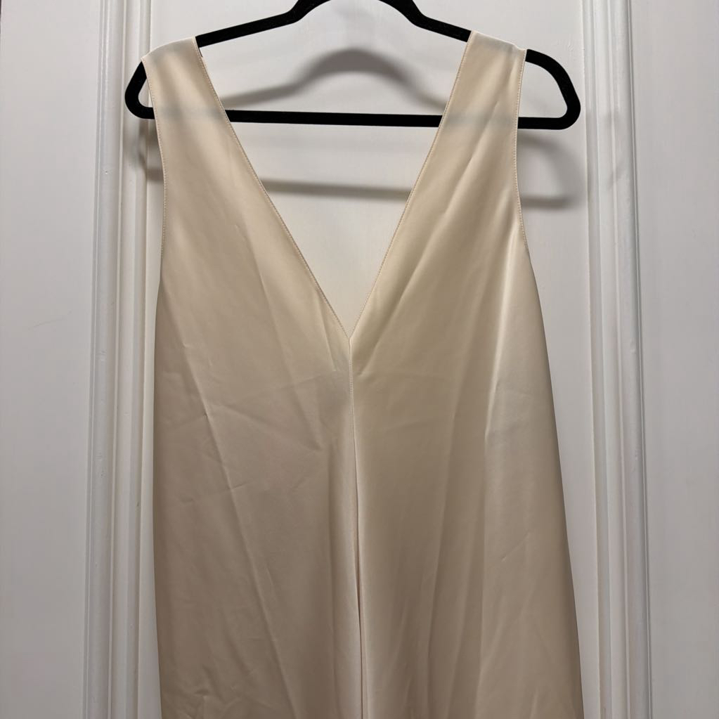 Cream Triacetate V Neck Slit Dress (NWT)