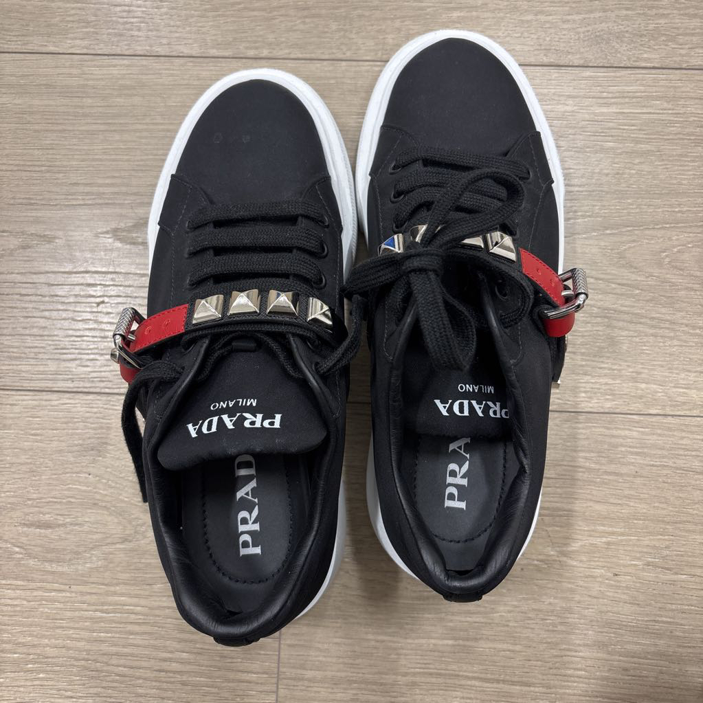 Black Nylon Studded Platform Sneaker