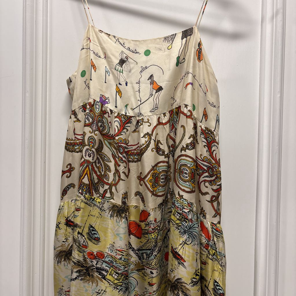 Cream Silk Pattern Dress