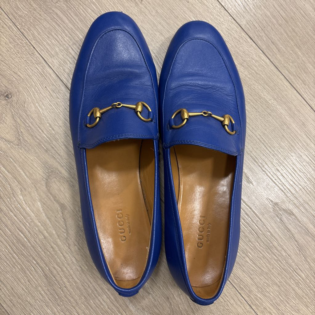 Blue Leather Horsebit Loafer