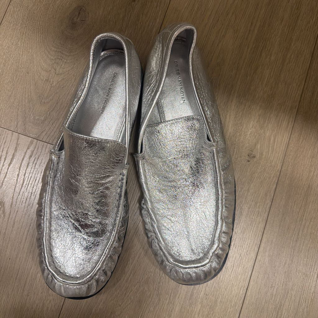 Silver Metallic Loafers, 41
