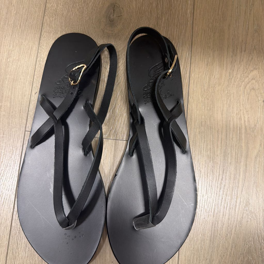 Black Leather Sandal, 41